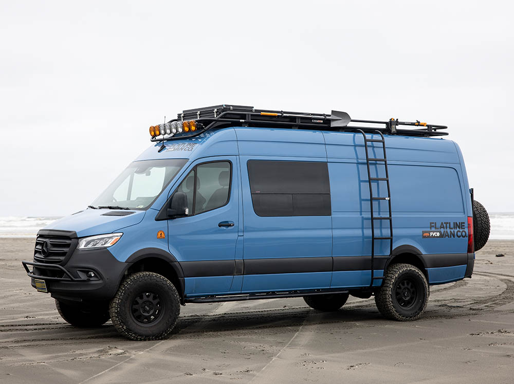 Mercedes Sprinter 170 camper van with FVC Safari Roof Rack