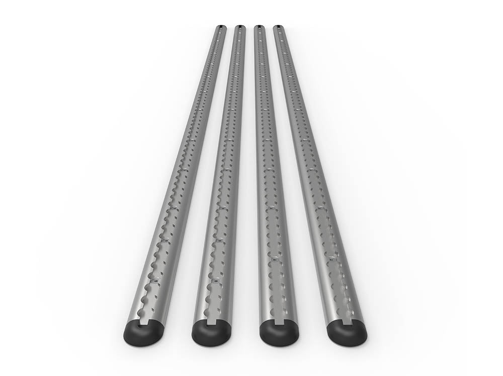 Full length view of Sprinter Van Bed Bracket L-Track Kits in Silver for 144" vans