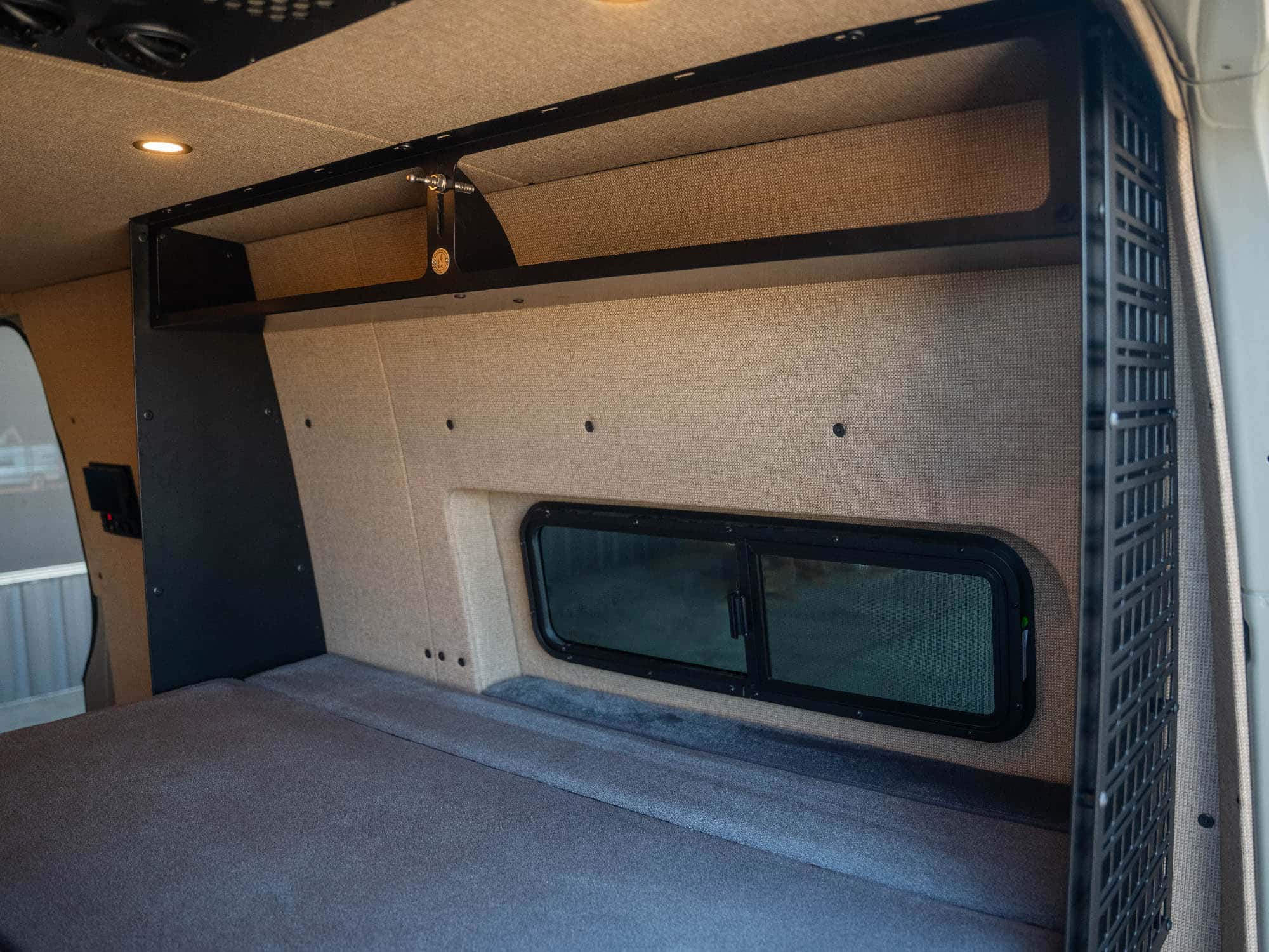 Overhead storage of the Sprinter Van Murphy Bed