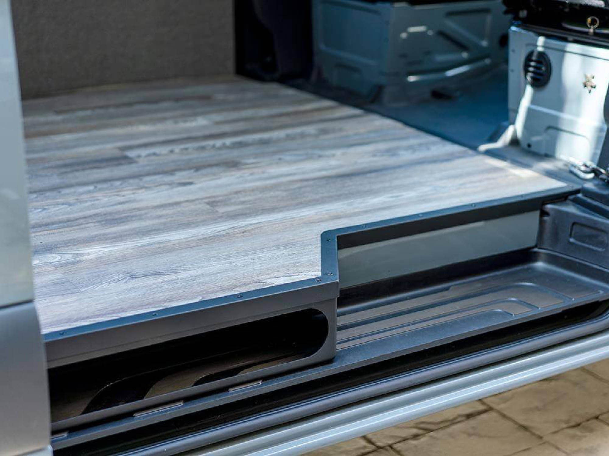 Sprinter Van Step Extension installed in adventure van