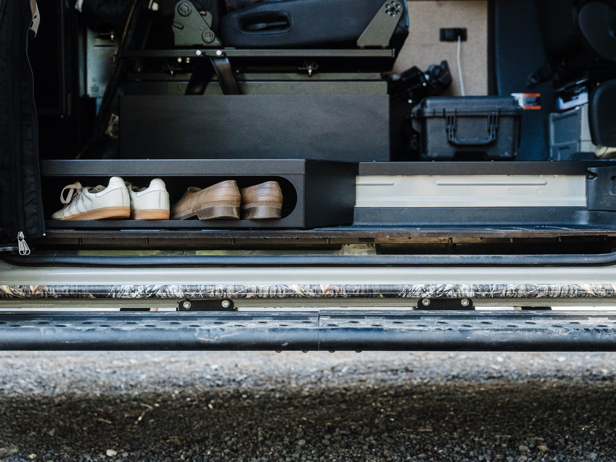 Sprinter Van Step Extension easy storage for shoes