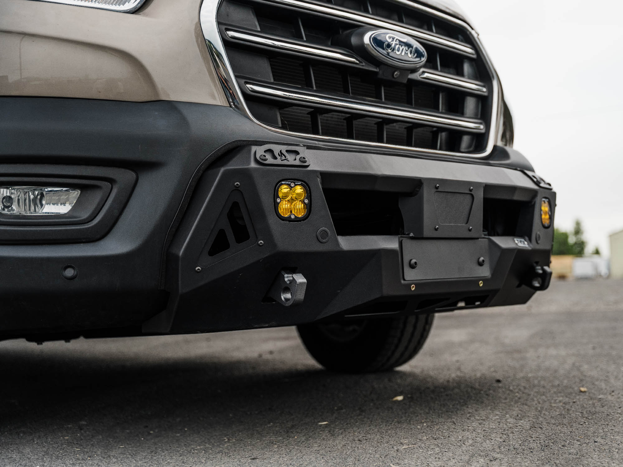 Angled view of Transit Core Front Bumper (no bull bar or winch)
