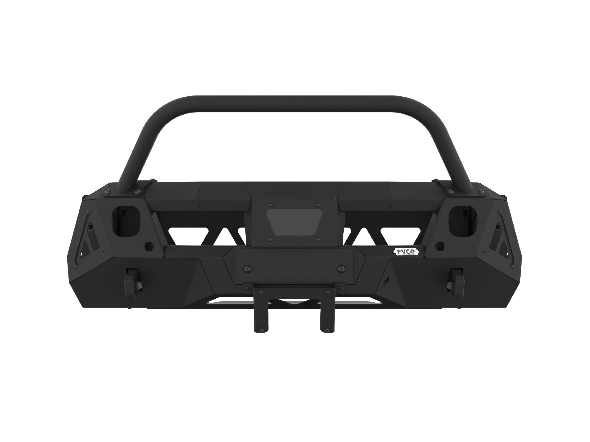 Ford Transit Core Front Bumper with Skid Plate and Bull Bar, with license plate holder installed
