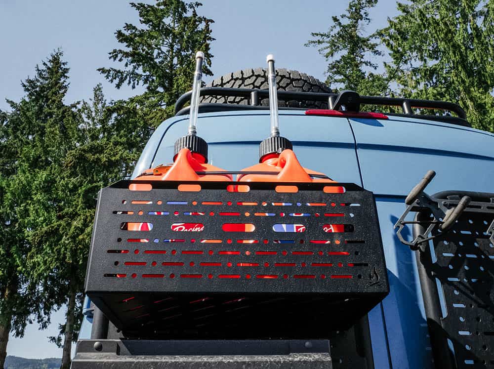 Rear Door Gear Cage carrying fuel cans