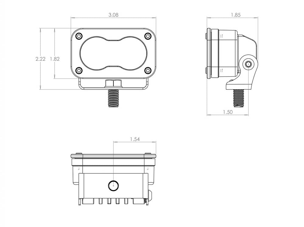 Dimensional graphic of Baja Designs S2 Sport pod light