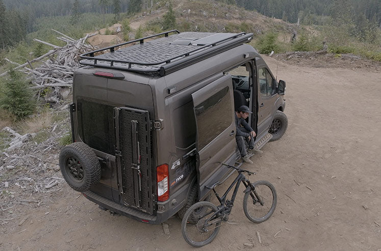 Ford Transit with Side Steps and Rear Door Platform