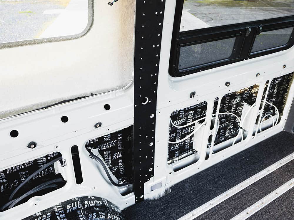 Close up of front-driver side sprinter bed bracket