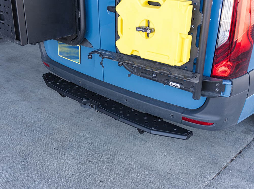 Sprinter Van Rear Plate Step installed with factory bumper