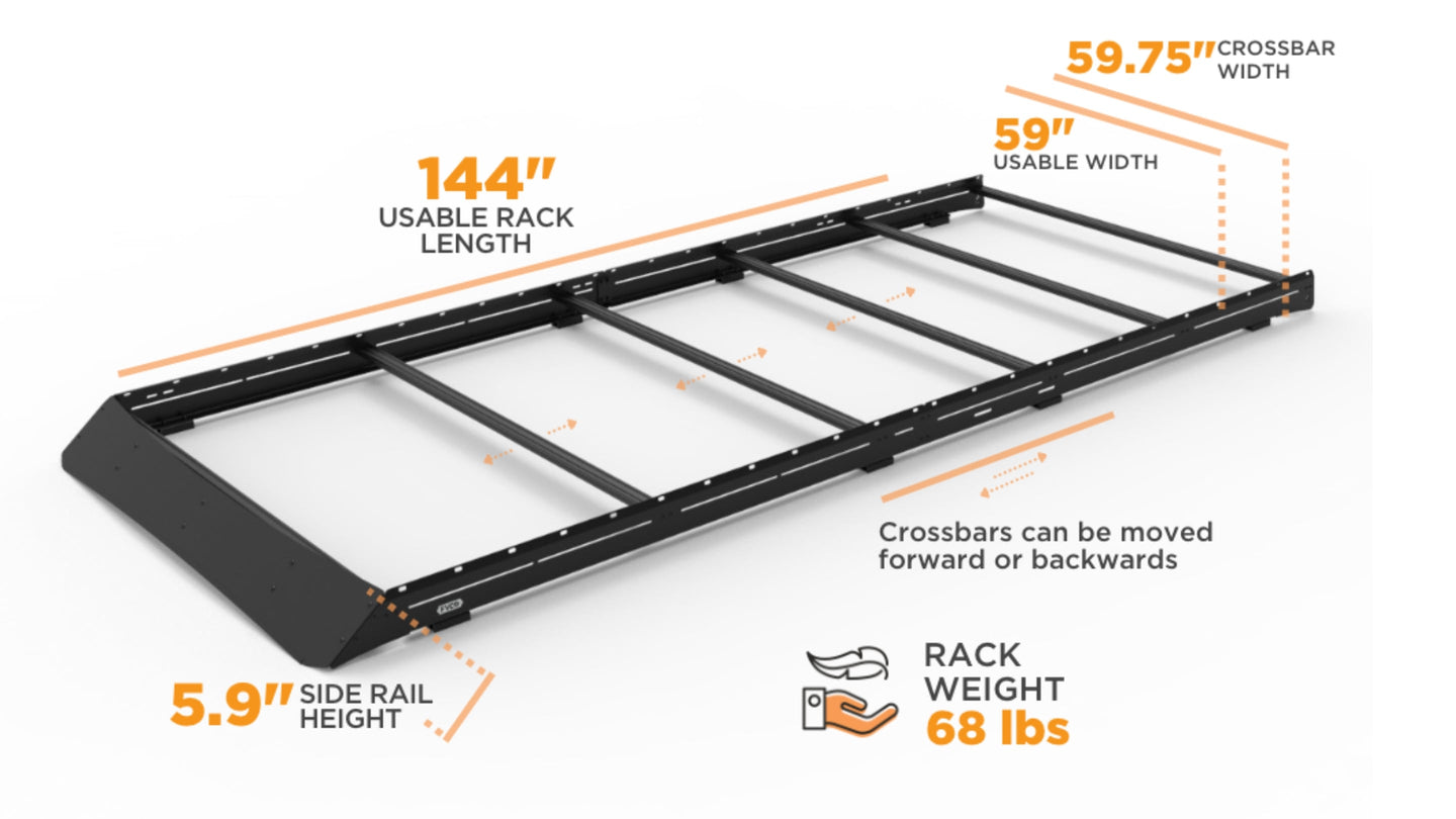 Promaster 159" Low Pro Roof Rack - Dimensions