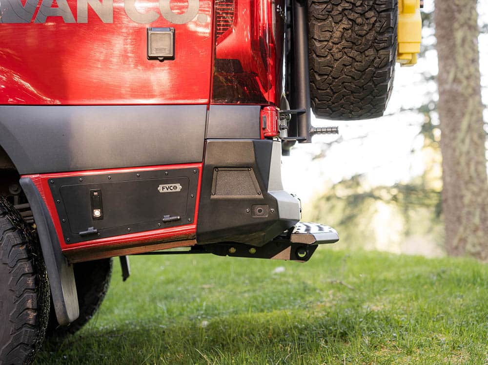 Profile view of installed Sprinter Van Rear Bumper