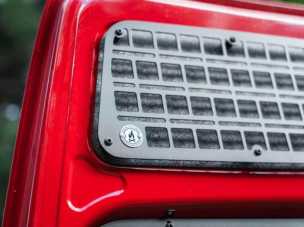 Sprinter van molle panel with black plastic backer for upper area of rear doors