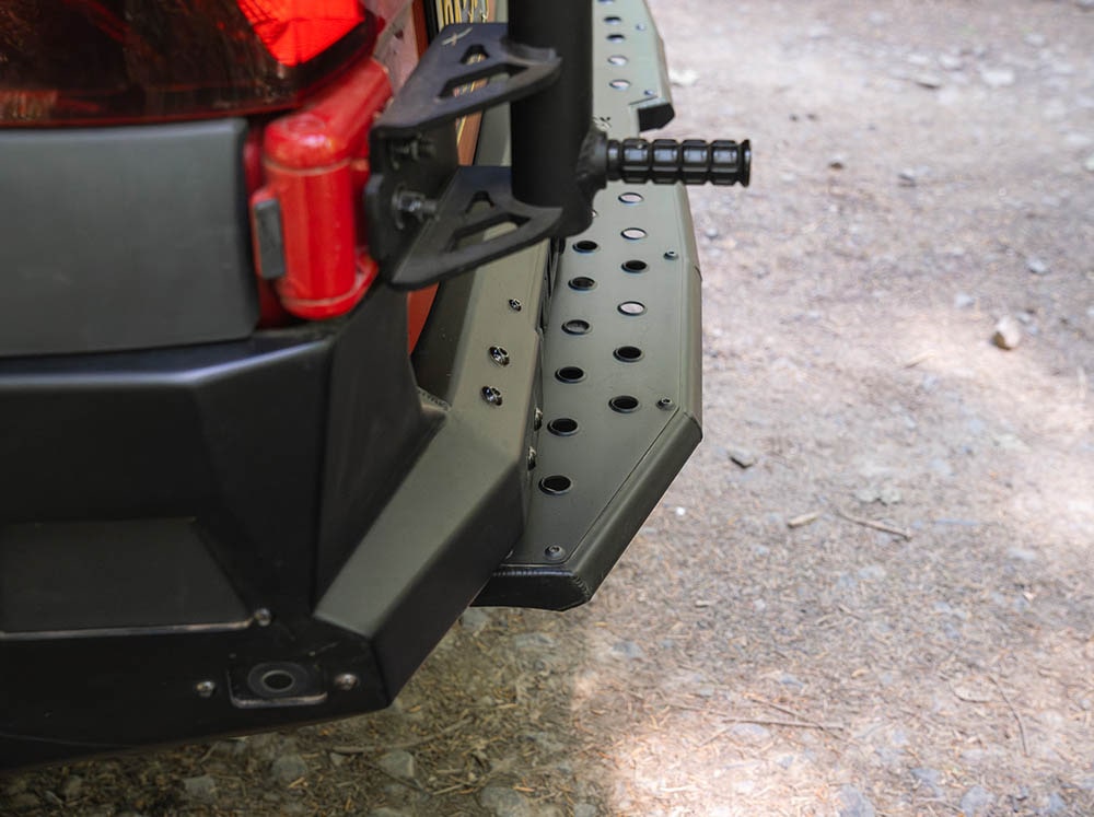 Minimalist style rear step for Sprinter camper van