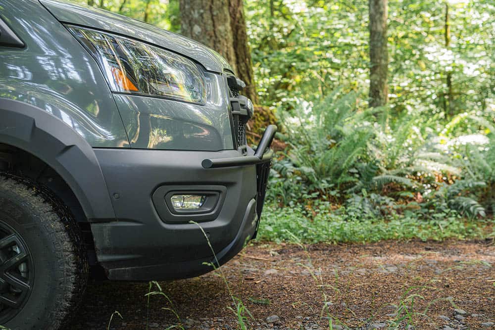 Side view of Nudge Bar on Ford Transit Trail van