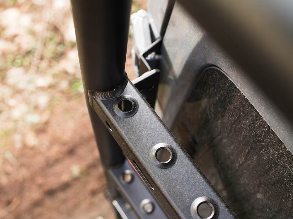 Dimpled traction on ladder rungs of Transit Van Rear ladder + tire carrier
