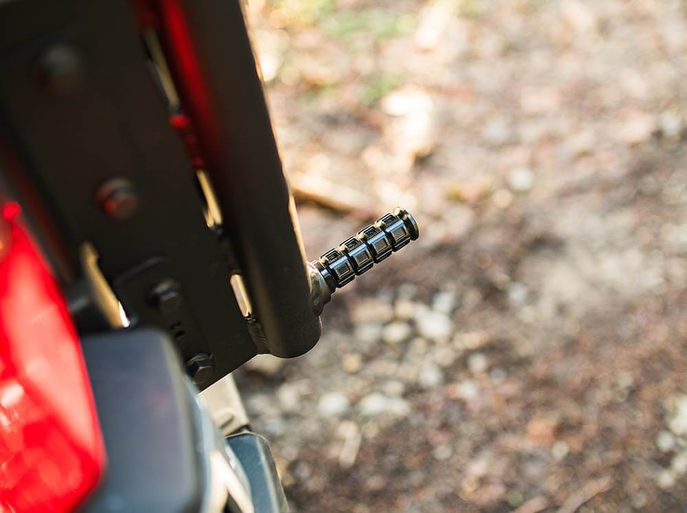 Machined aluminum foot peg on Transit Van Rear Ladder + Tire Carrier