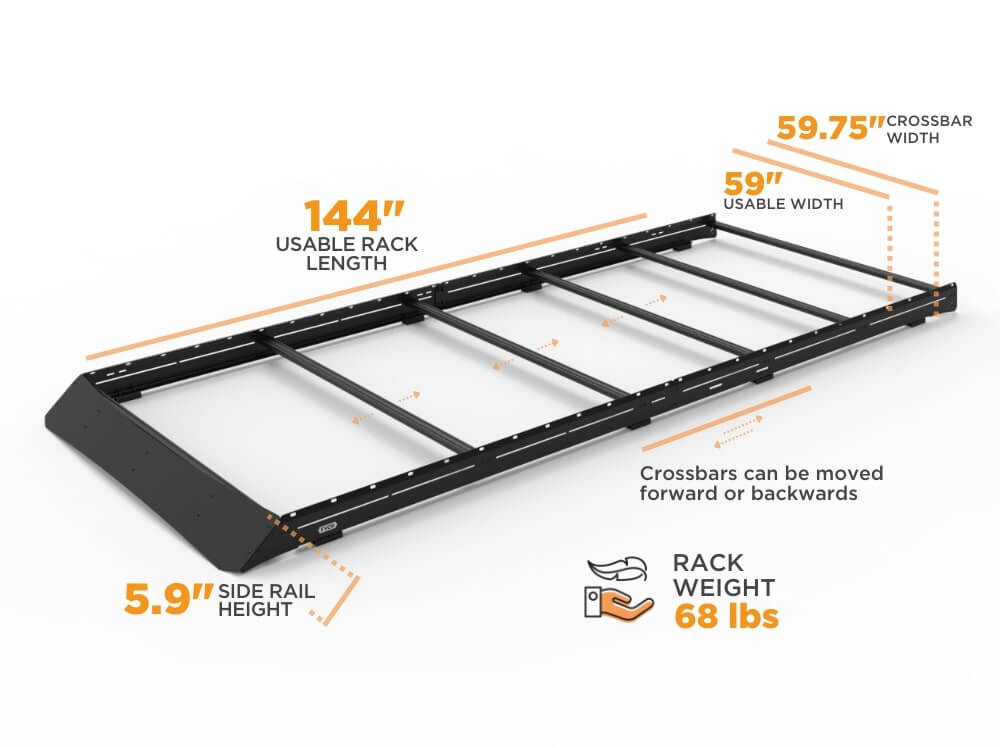 Promaster 159" Low Pro Roof Rack Dimensions