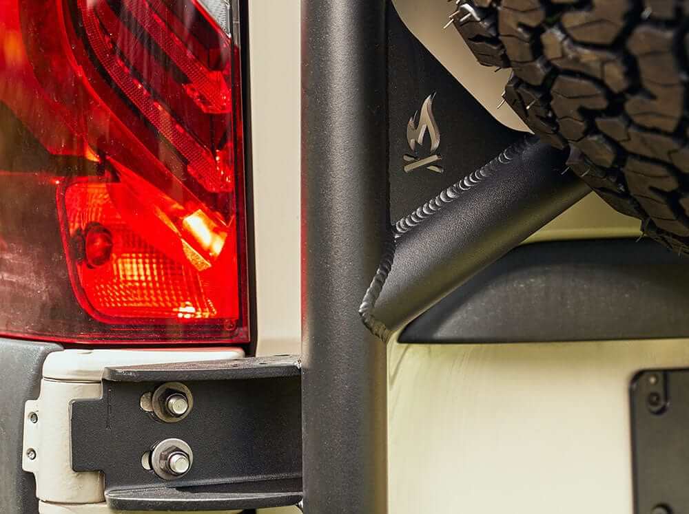 Sprinter Rear Tire Carrier Detail with Flame Logo
