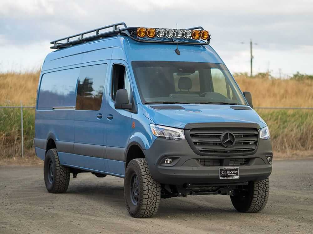 Blue Sprinter with Safari Rack and Lights