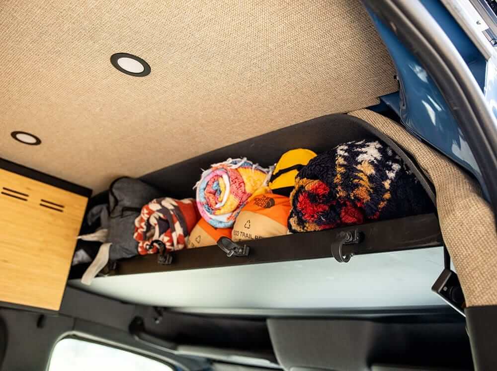 Sprinter Van Headliner Shelf with Blankets