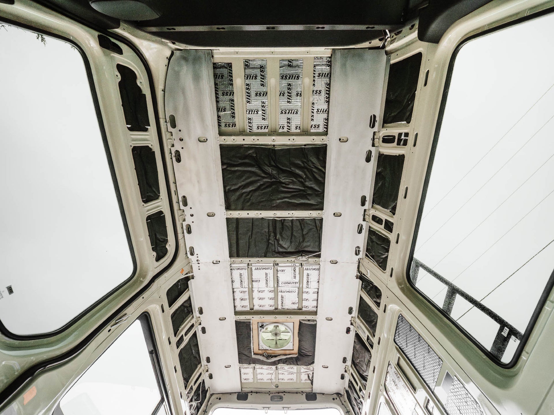 Sprinter ceiling structure kit installed as base ceiling structure in Sprinter adventure van 