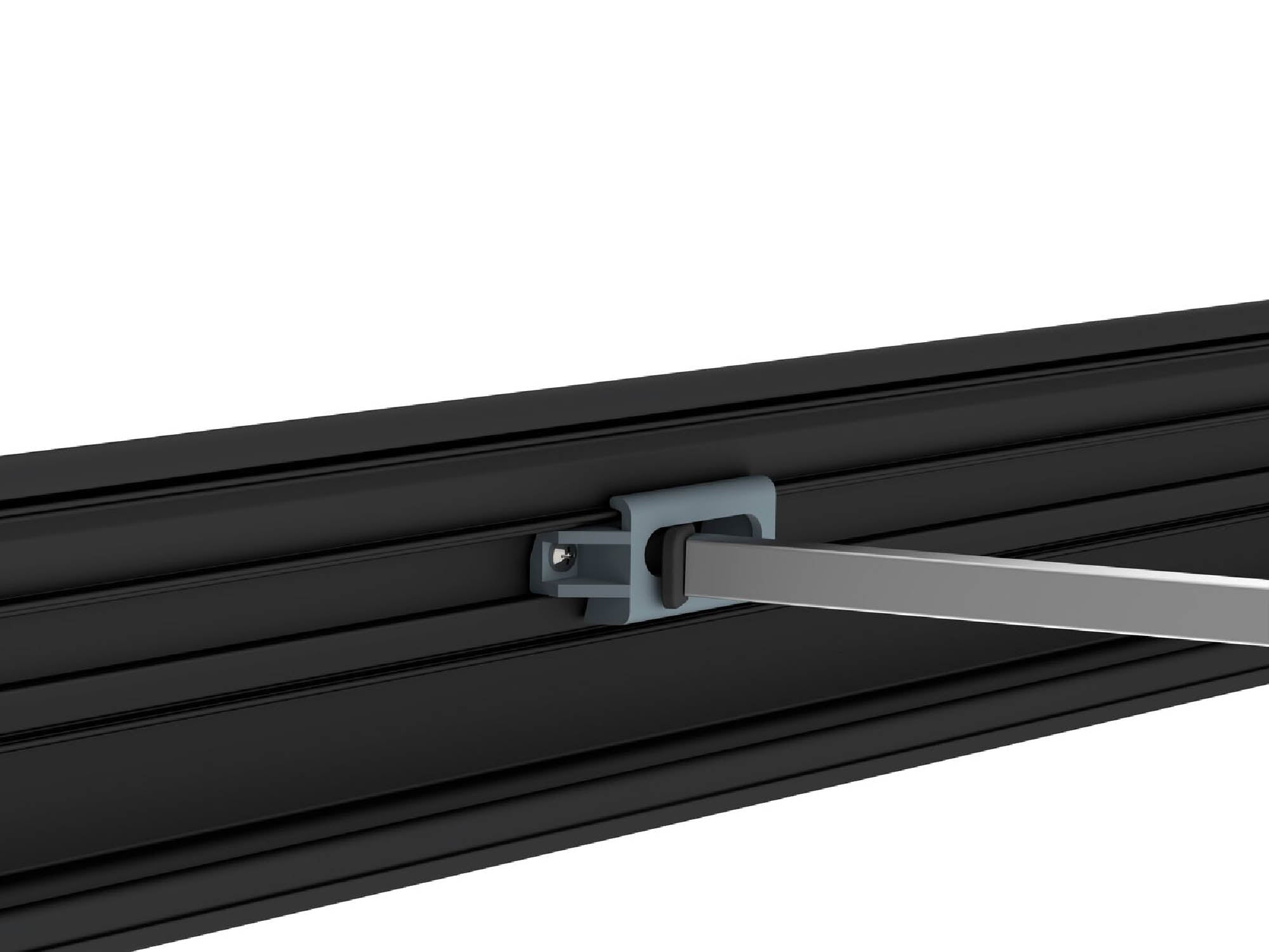Modeled view of telescopic rafter arm installed on an awning