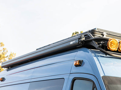 Fiamma F45 awning on Sprinter camper van with Safari Rack