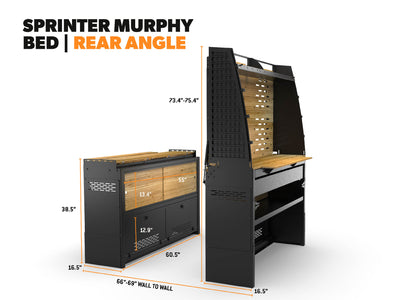 Second page of dimensional graphics of the Sprinter Van Murphy Bed 