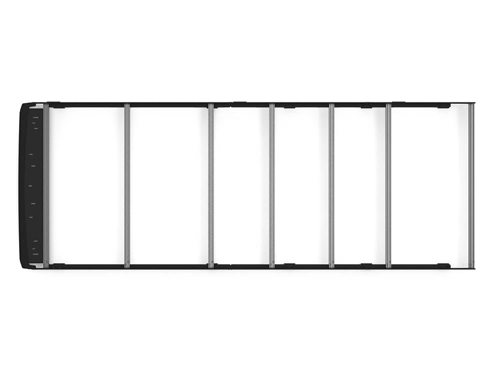 Top view of Ram Promaster 159" High Roof Extended Roof Rack with light bar compatible fairing