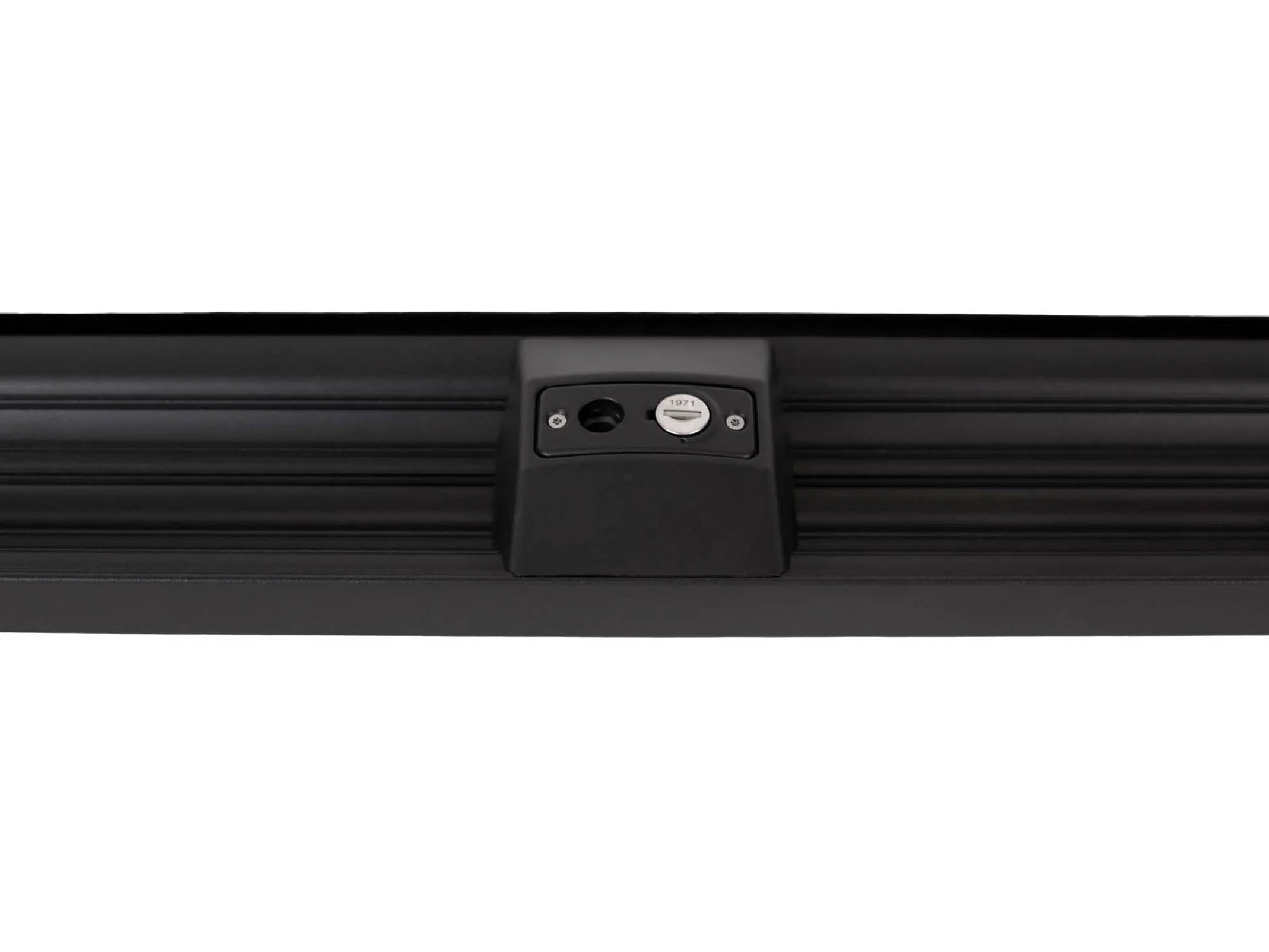 Close up view of lock for Kuat Piston SR Bike Rack built-in security cable