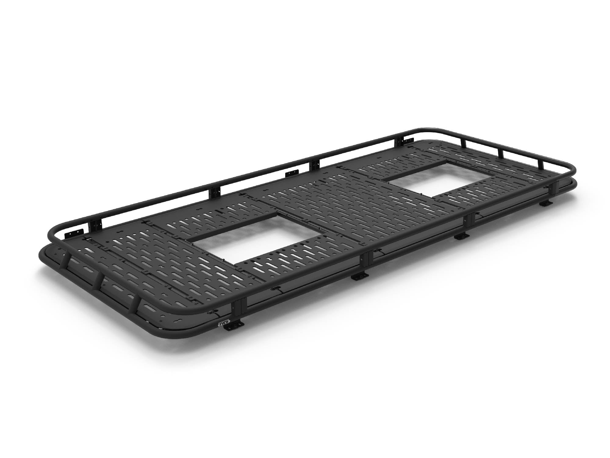 Sprinter Safari Roof Rack for 144" high roof vans with decking panels removed for fans