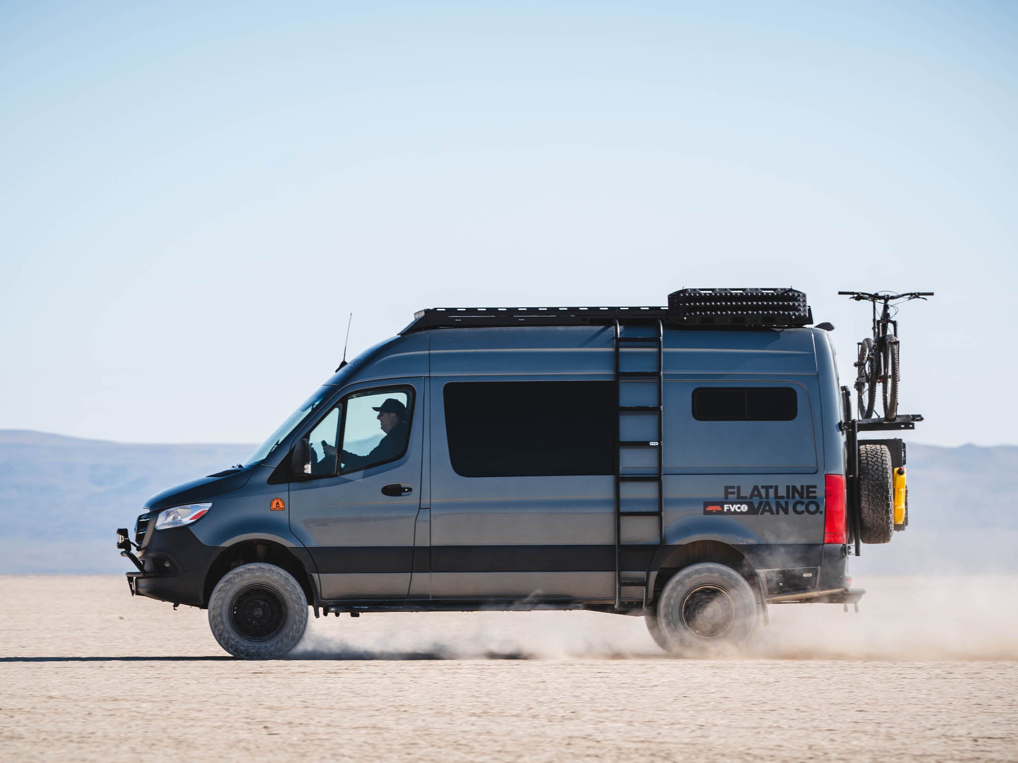 Sprinter van with Standard Roof Rack with MaxTraxx attached