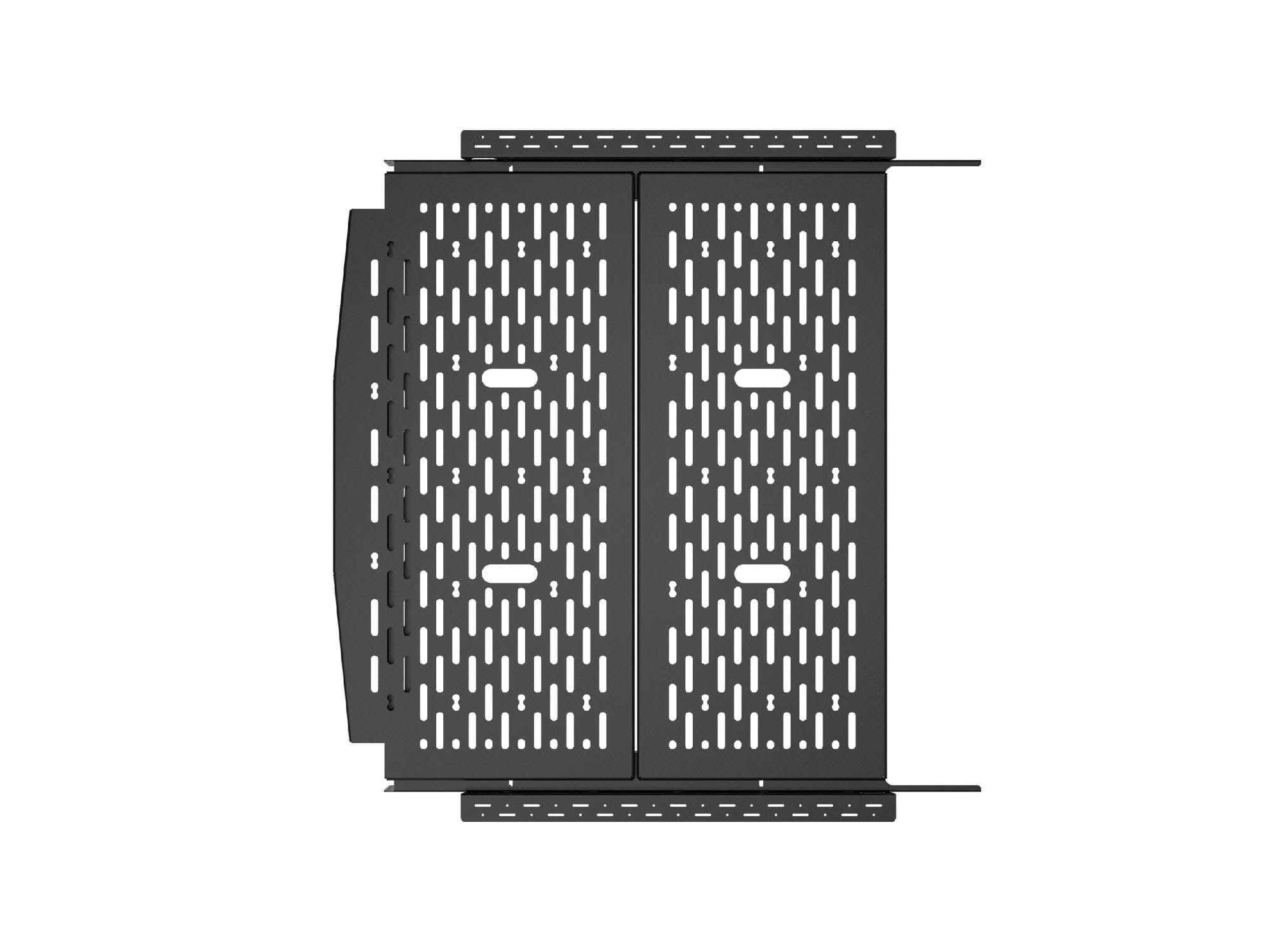 Top-down view of 2-Panel Sprinter Bed with Flare Trim Extension Brackets for 144 attached