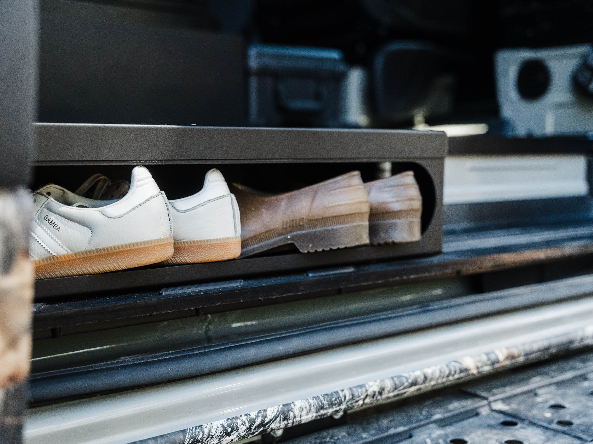 Shoes stored in the Sprinter Step Extension
