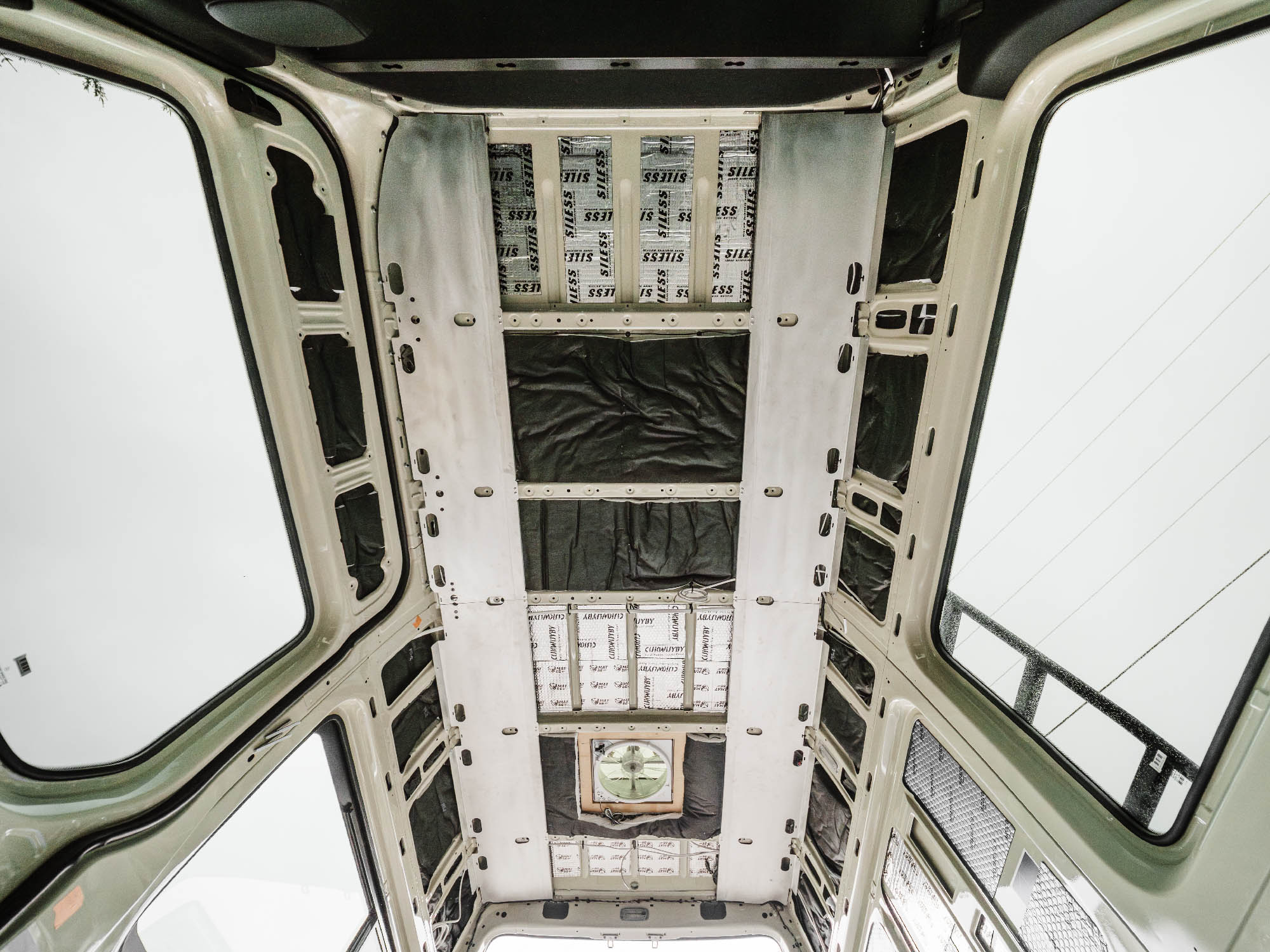 Sprinter ceiling structure kit installed as base ceiling structure in Sprinter adventure van 