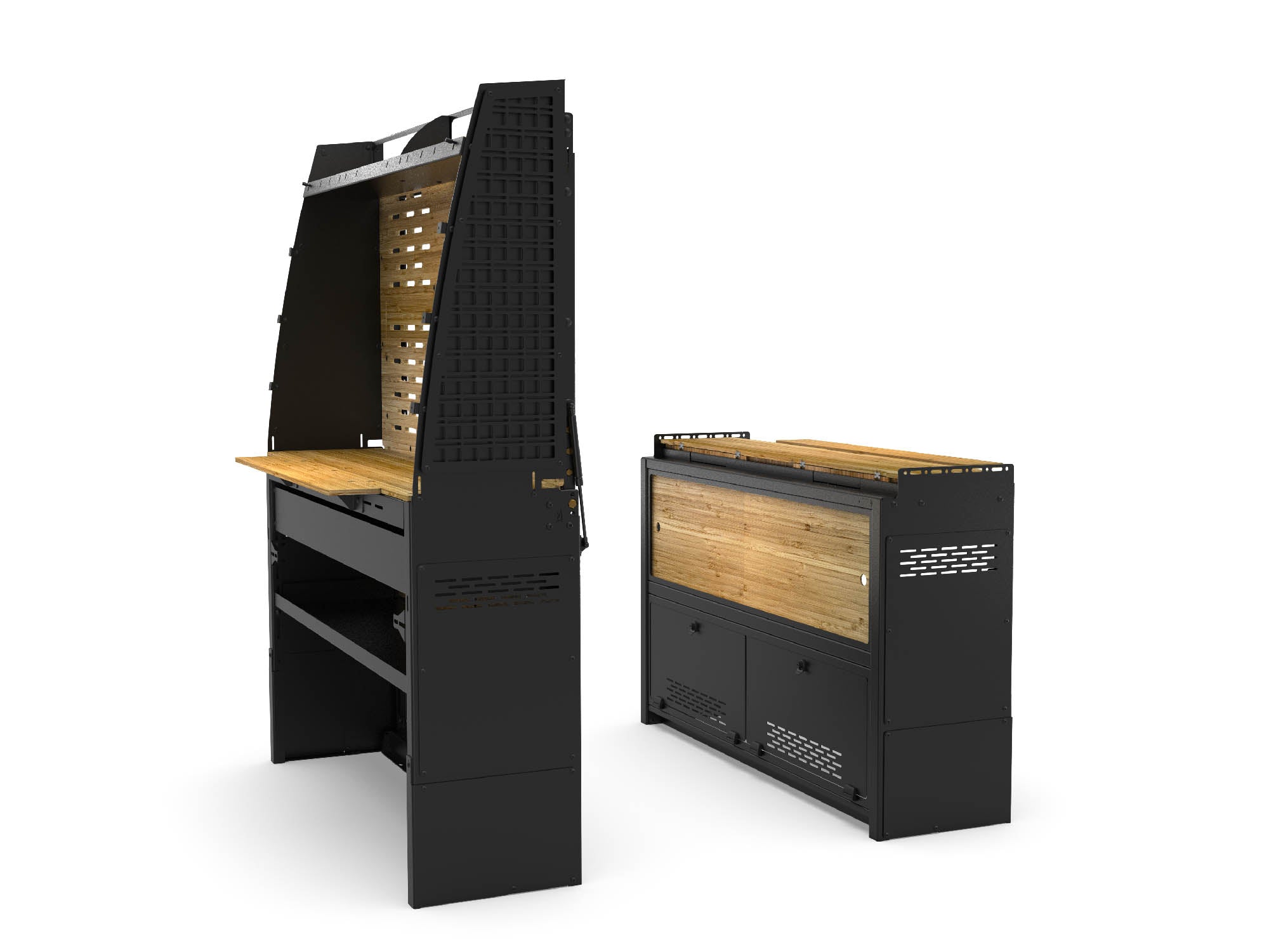 Angled view of Mercedes-Benz Sprinter Van Murphy Bed with built-in storage
