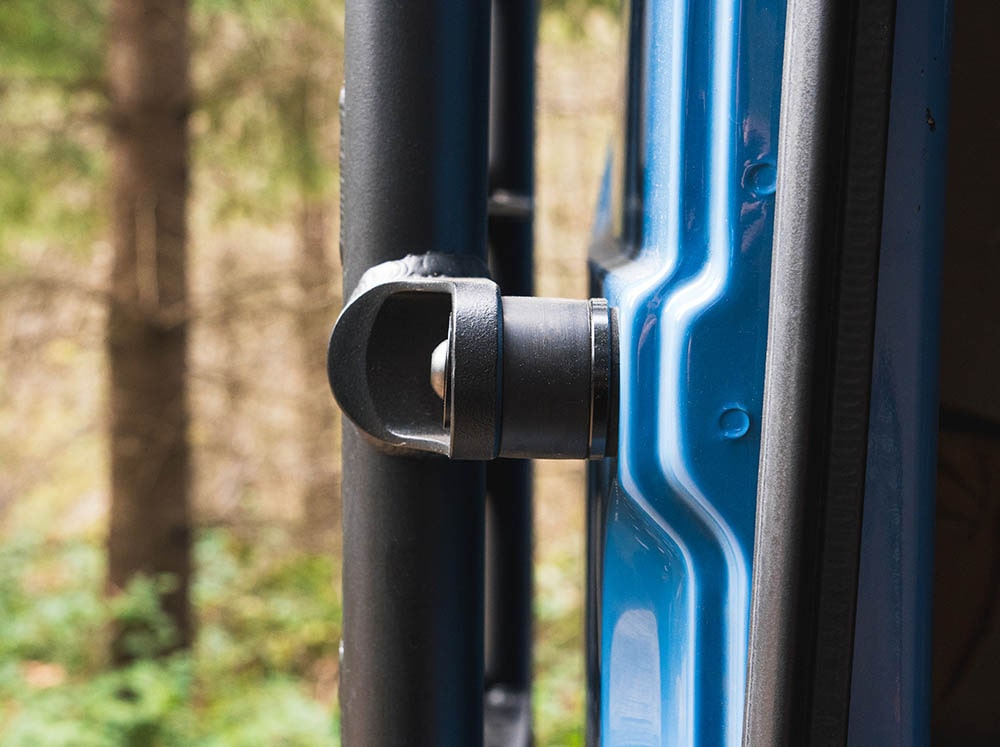 Close up view of dual shock silicone protection on Sprinter Rear Door Platform