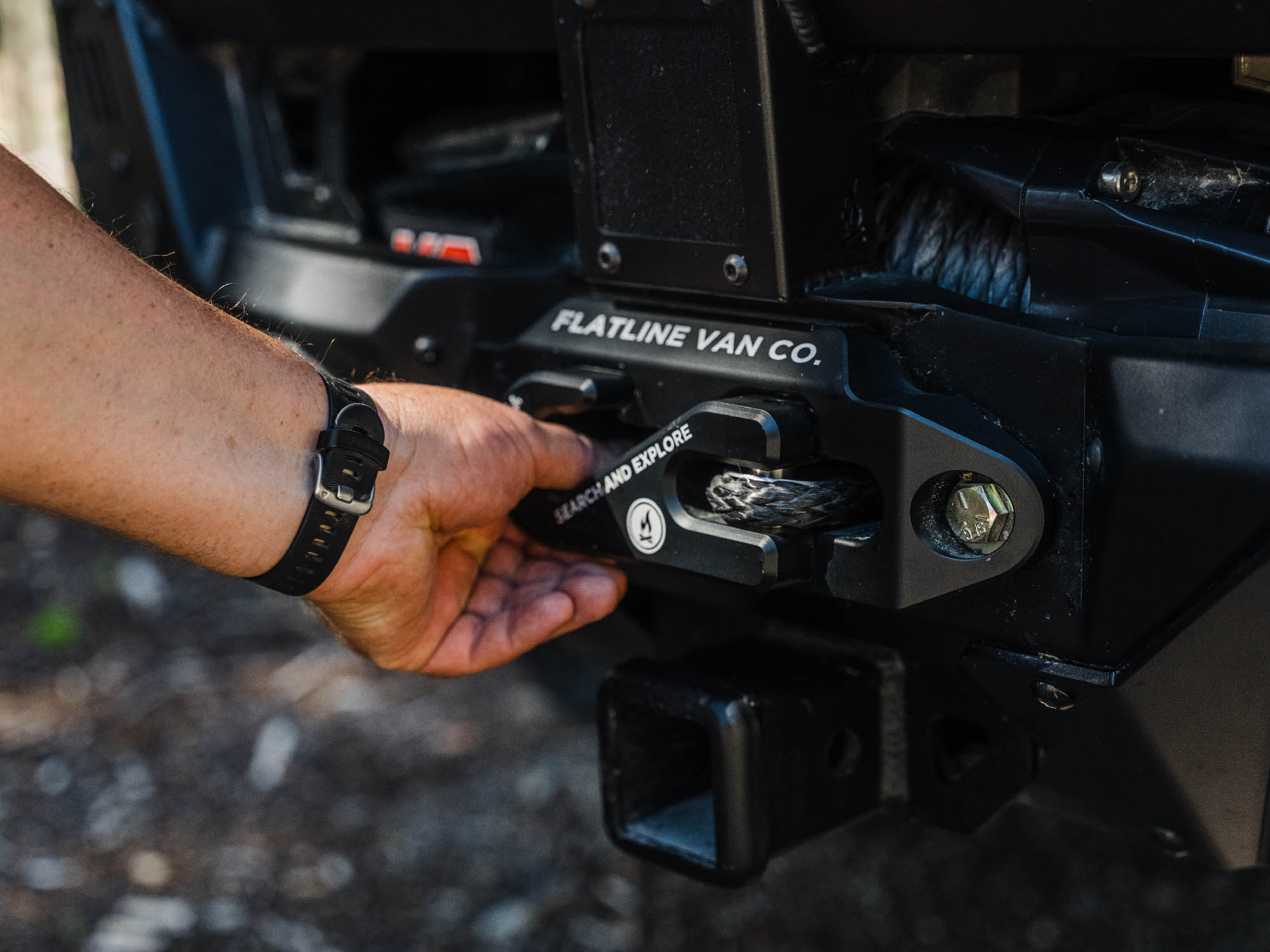 Pulling out the winch fairlead for off road recover with Sprinter Van Core Front Bumper