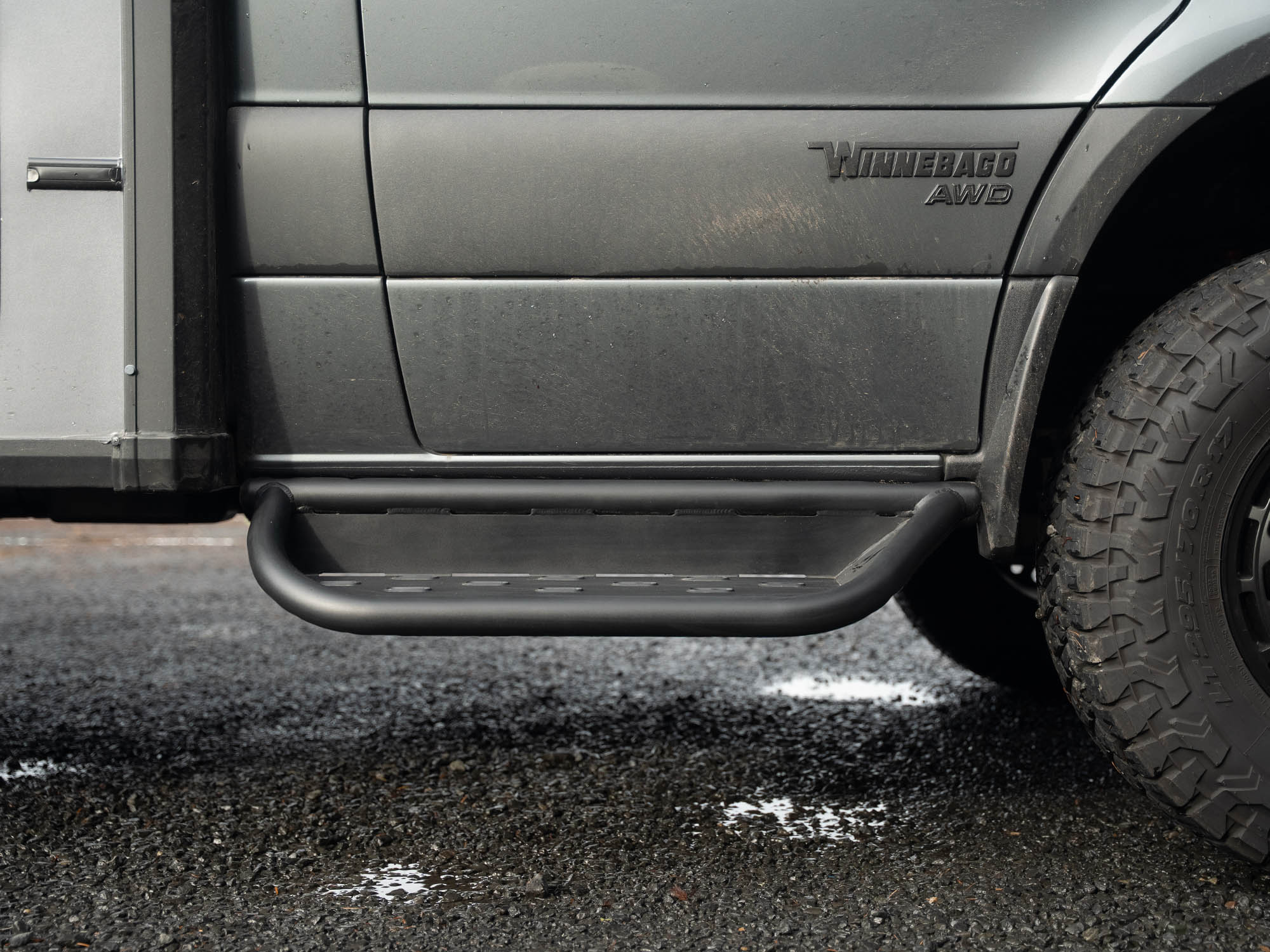 Side view of Winnebago Ekko Sprinter Side Steps showing easier step-up height