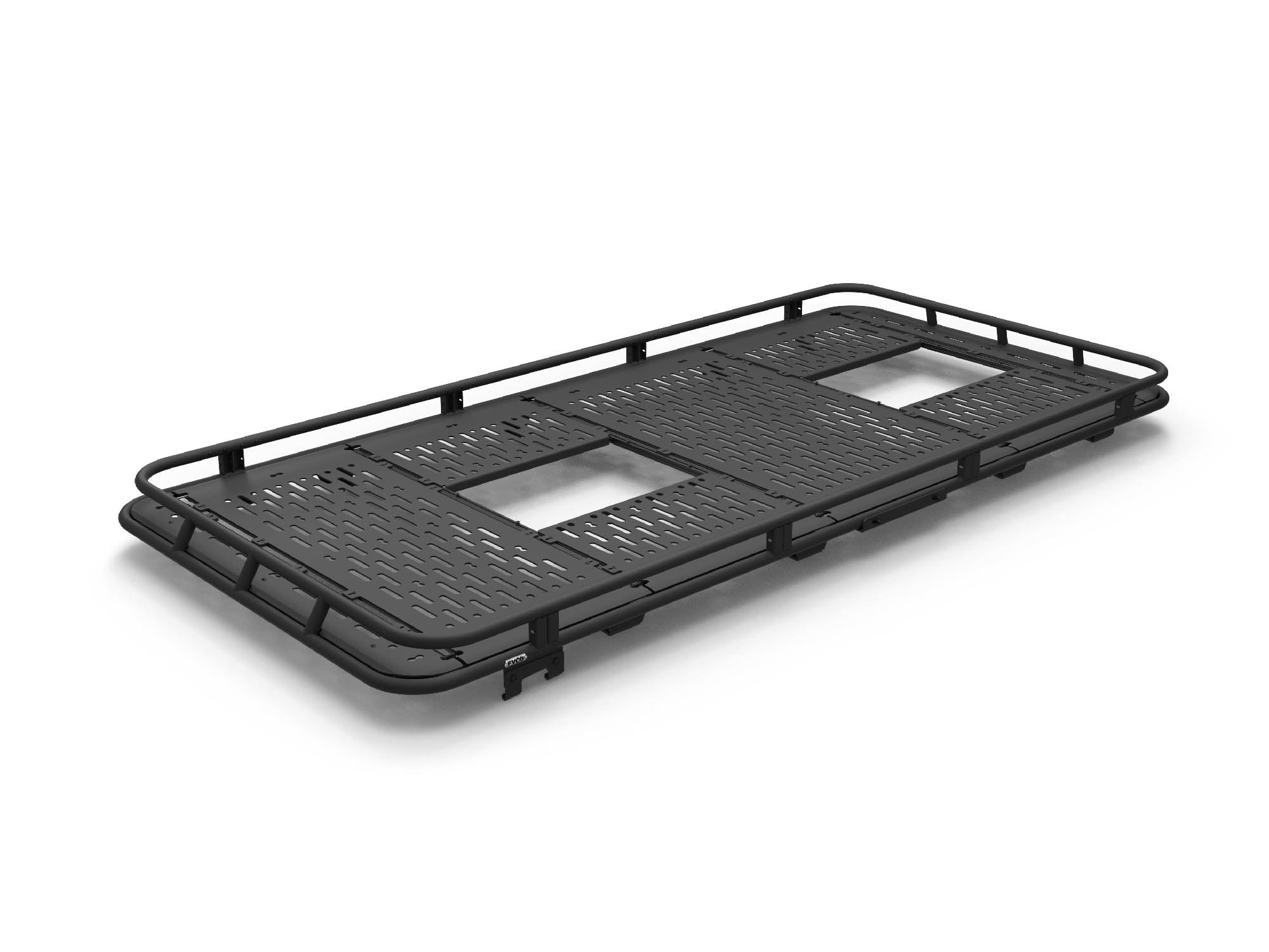 Safari Roof Rack for Ford Transit 148" medium roof camper vans with decking panels removed for fans