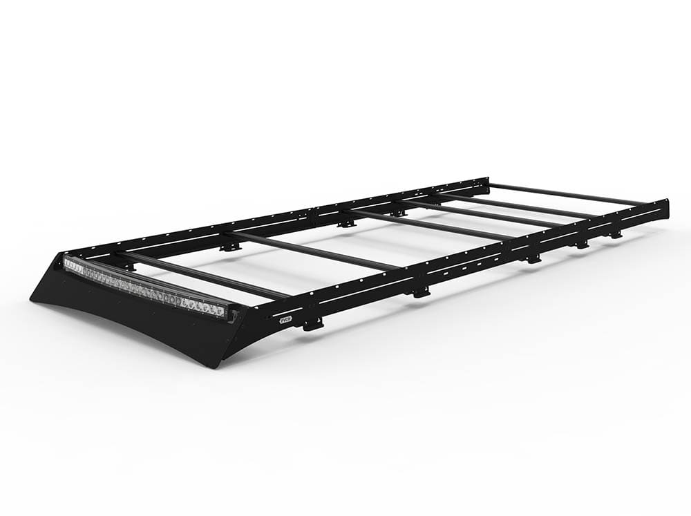 Transit 148" High Roof Extended Low Pro Roof Rack with light bar compatible fairing