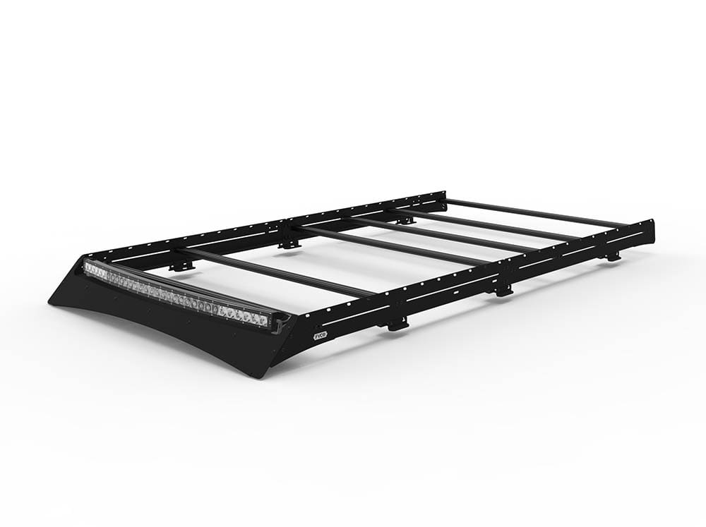 Transit 130" Mid Roof Low Pro Roof Rack with light bar compatible fairing