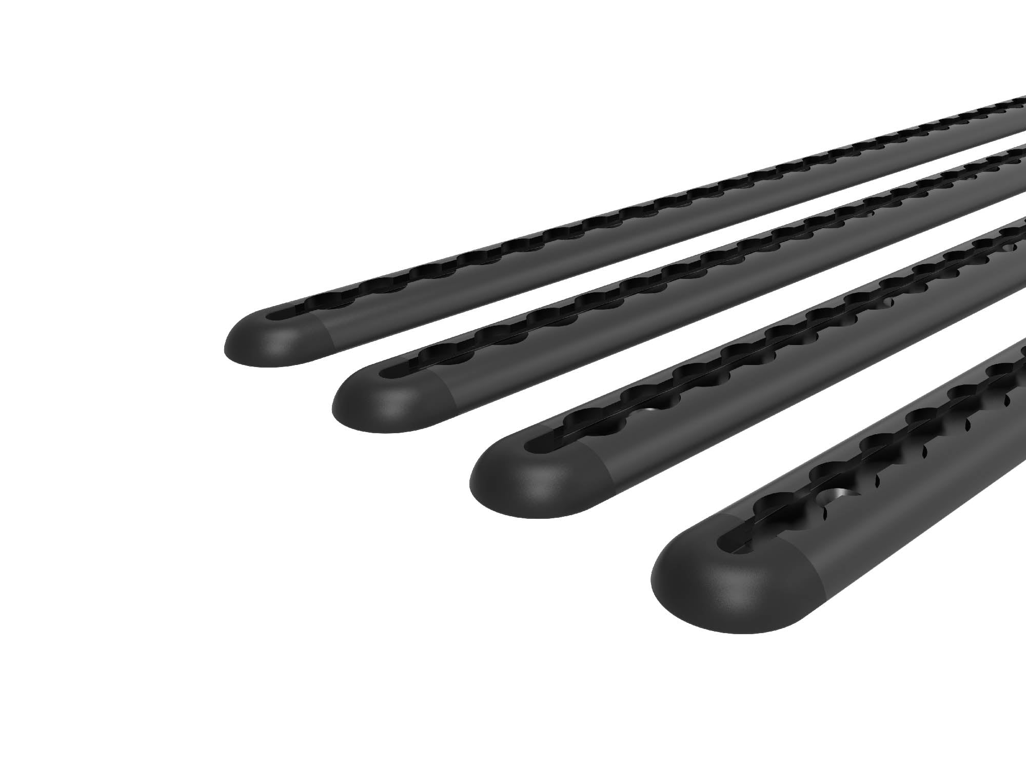 Detail view of Transit Van Bed Bracket L-Track in Black