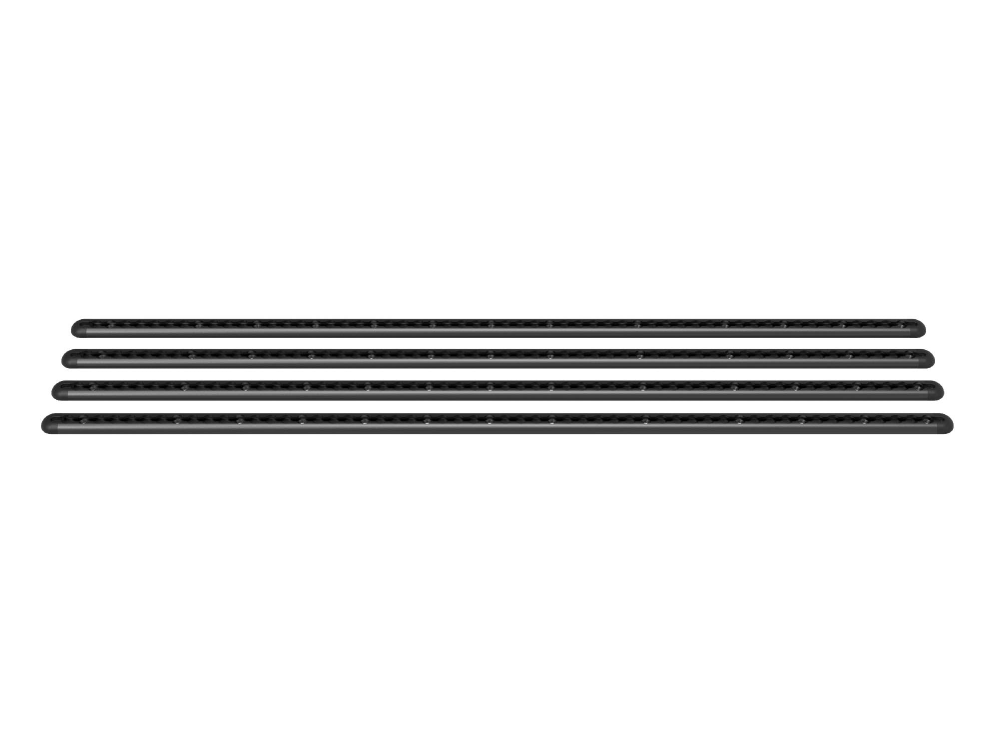Side view of Transit Bed Bracket L-Track Kit for Ford Transit 148 Mid Roof Camper Vans with FVC Bed brackets in black