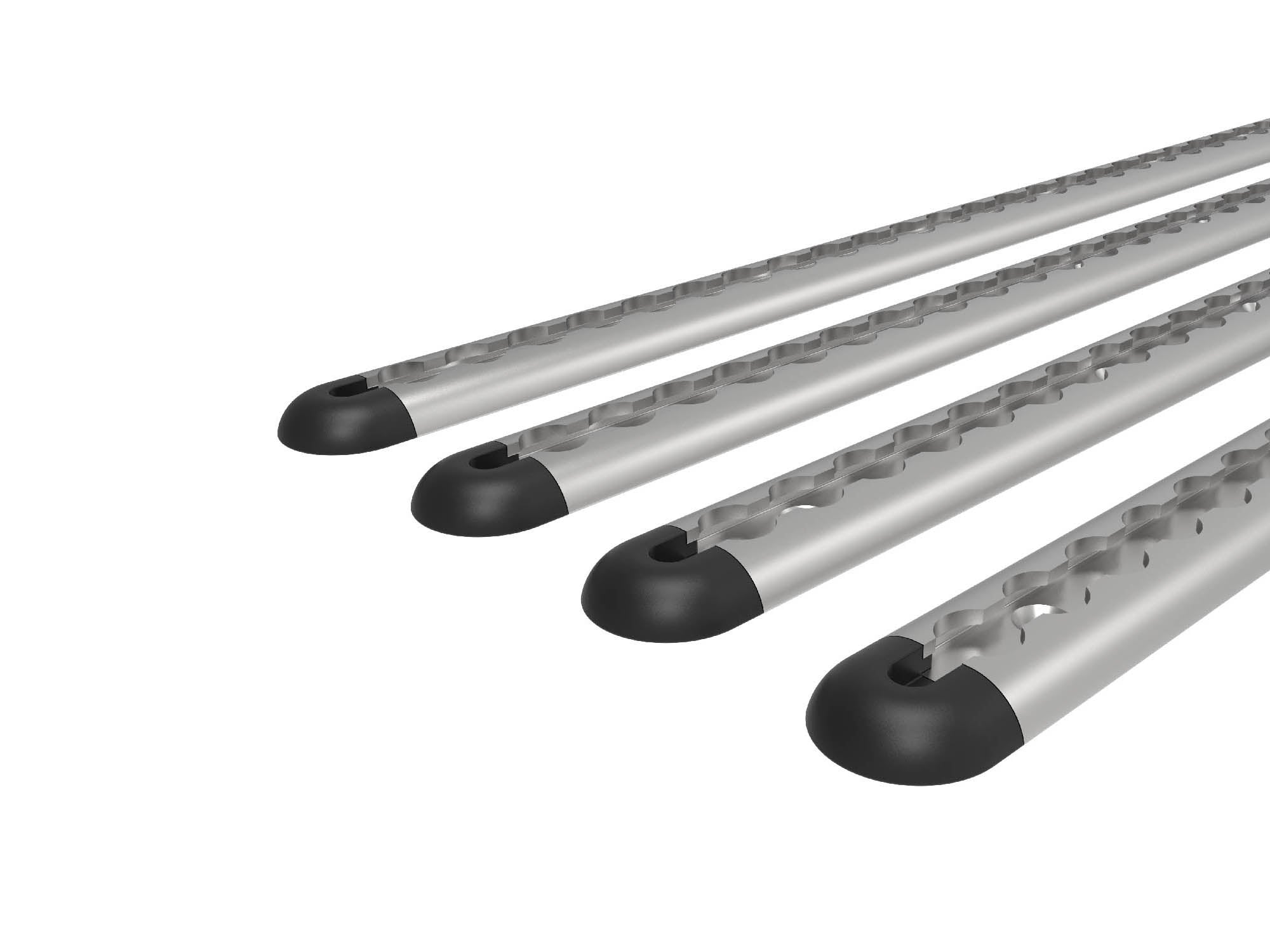 Detail view of Transit Van Bed Bracket L-Track in Silver