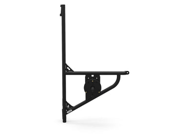 Front view of Transit van Tire Carrier with long wheel mount option for dually vans
