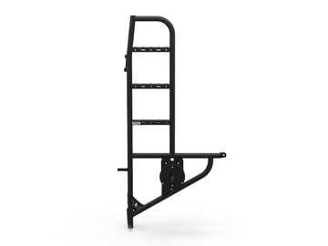 Front view of Ford Transit Van Rear Tire Carrier and Ladder with short wheel mount