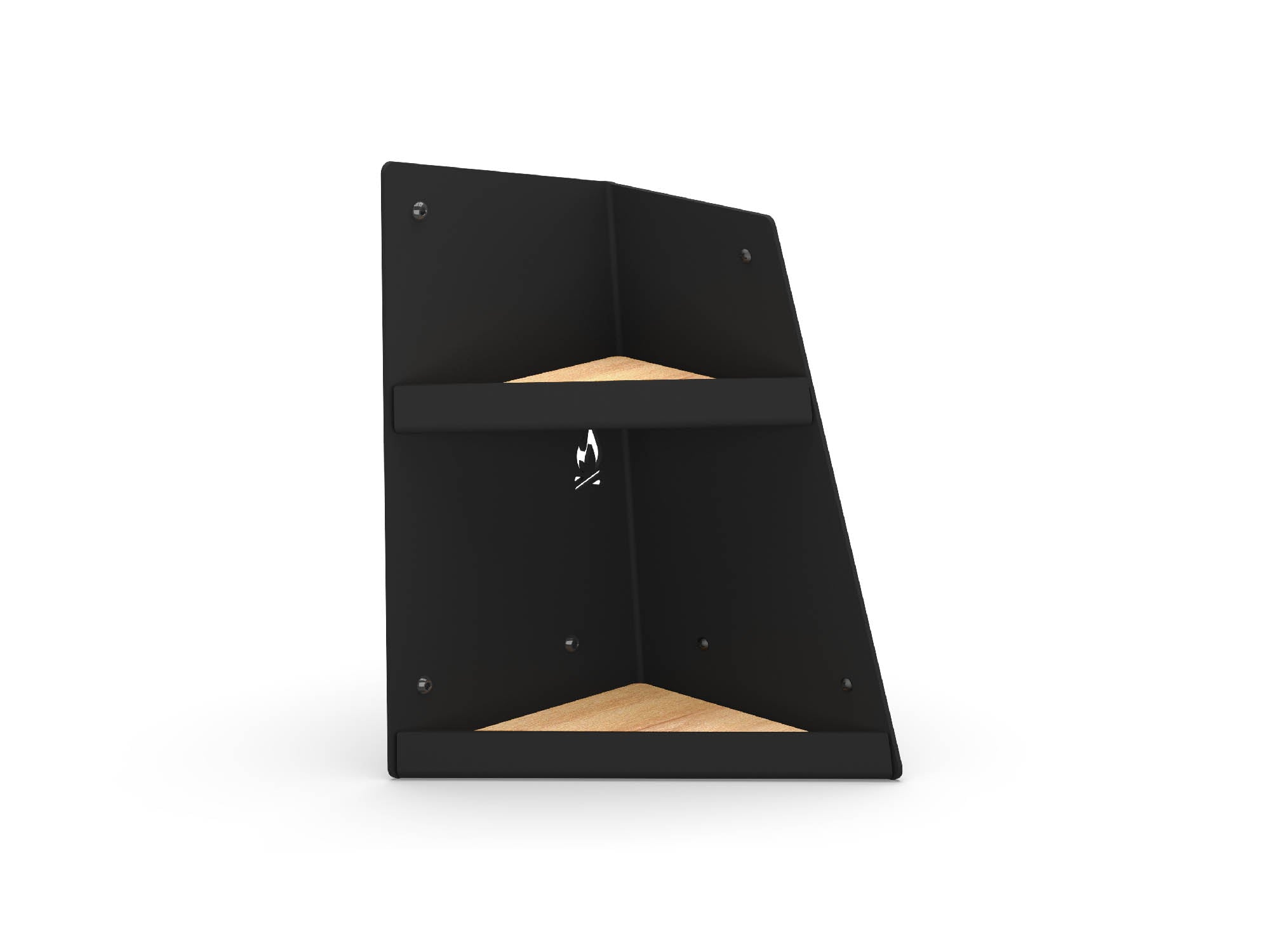 Angled view of Transit Van Angled Shelf in shallow-depth option for right-side of cabinets