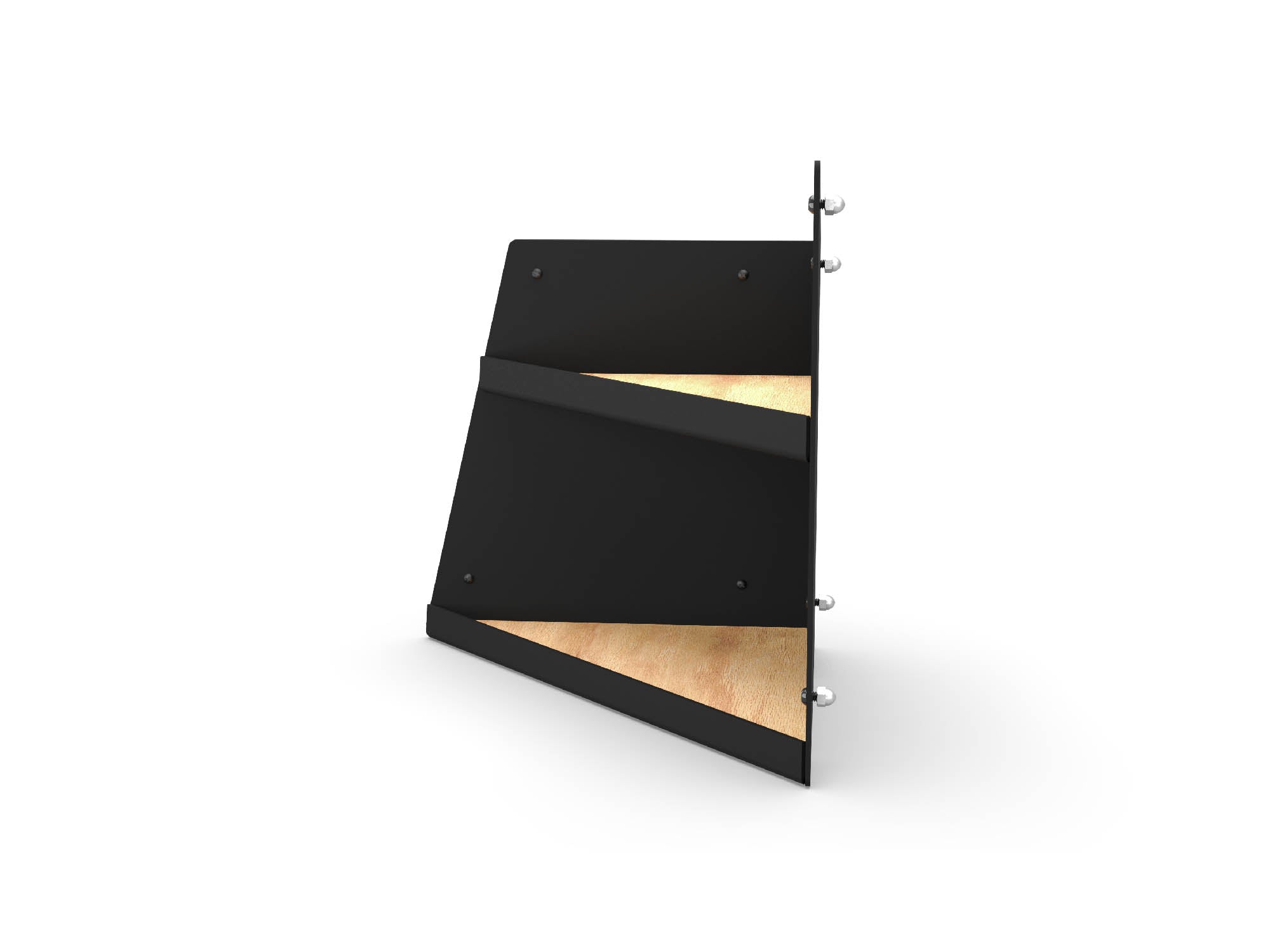 Front view of full-depth, left-side Transit Angled Shelf