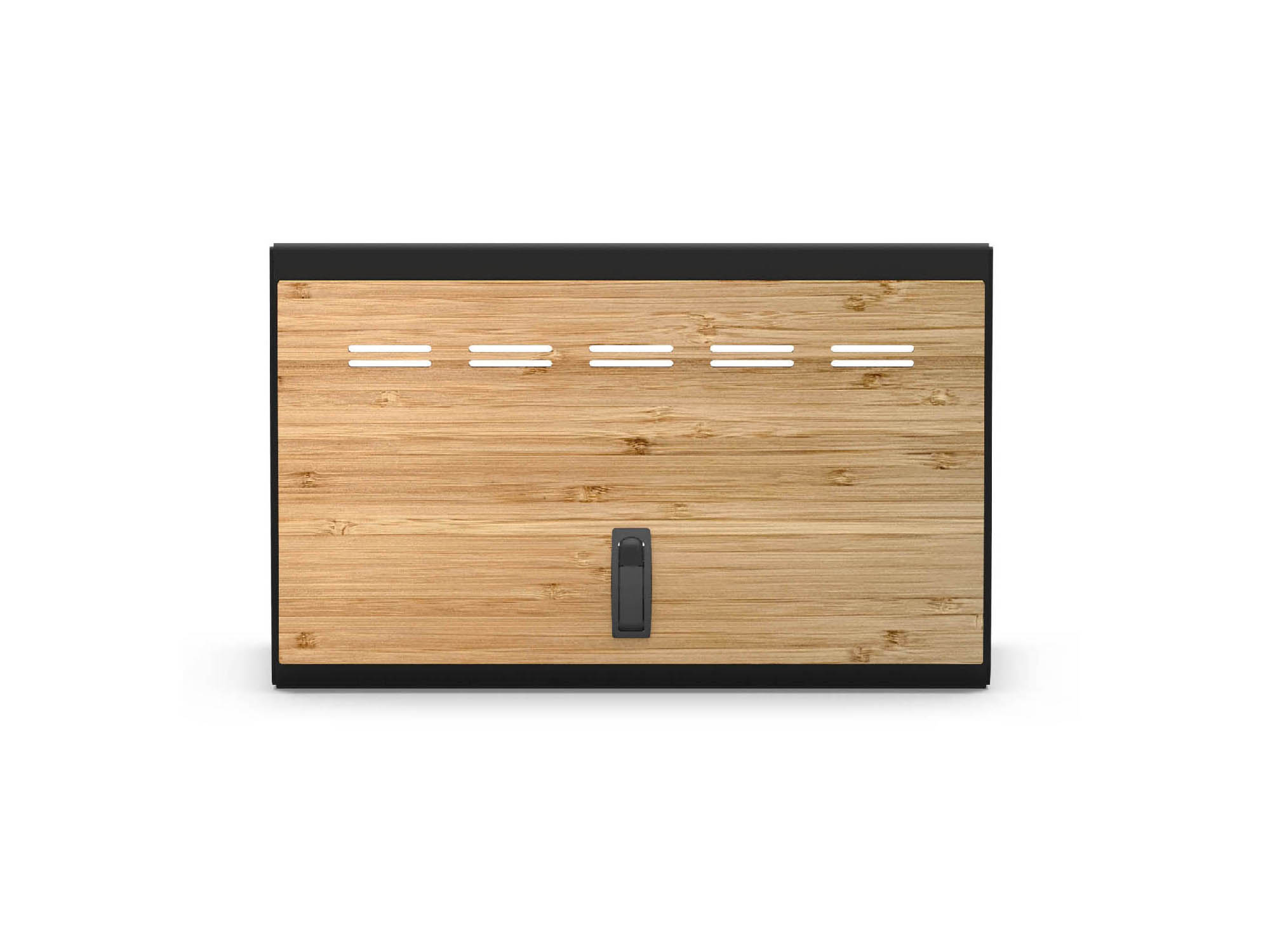 Front view of Transit 24" Upper Cabinet showing door with vents and secure latch