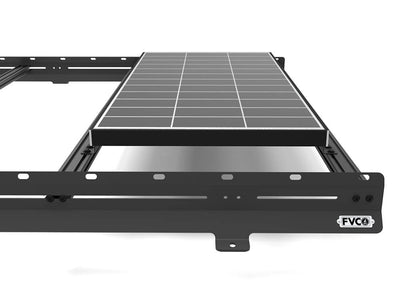 Solar panel brackets in raised mount orientation